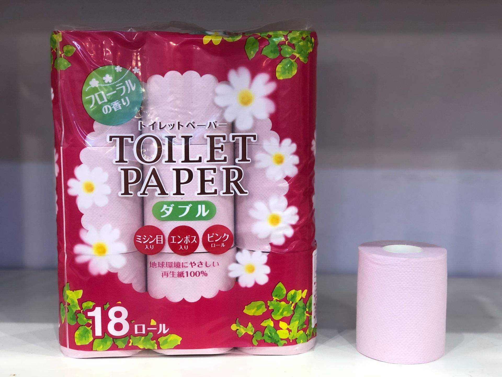 100% Virgin Wood Pulp Bathroom Colored Pink Toilet Paper Tissue With 12 Rolls/Pack