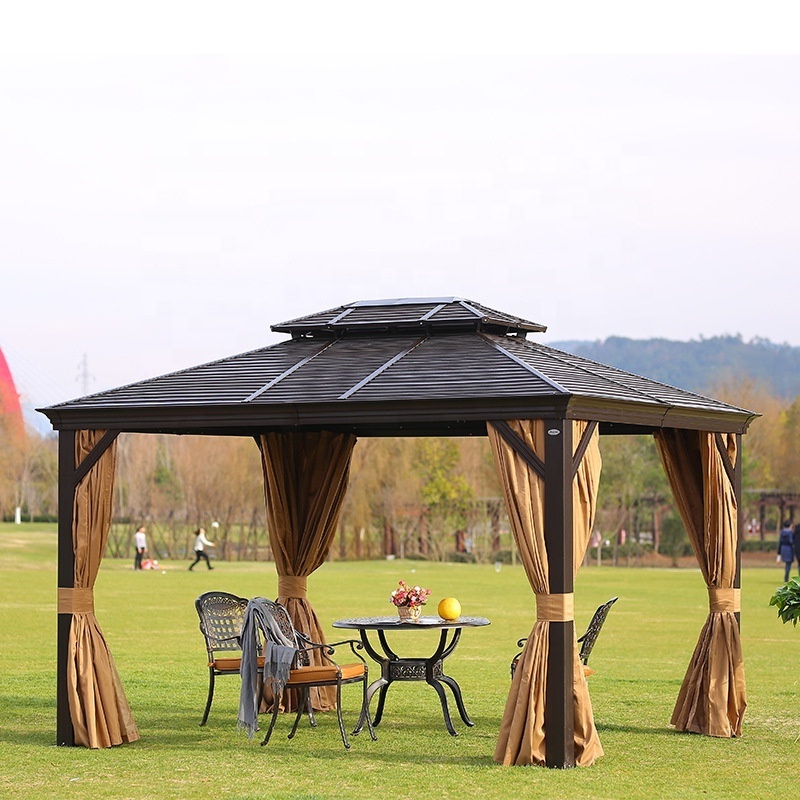 Luxury Aluminium Hardtop Gazebo High Quality pergola Outdoor pavilion Gazebos Garden Double  Roof Pavilion