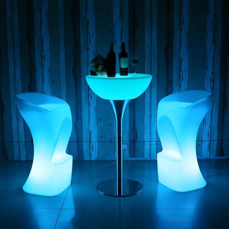 Customized product Portable Plastic Led Light Up Outdoor LED Furniture Bar Chair LED Table