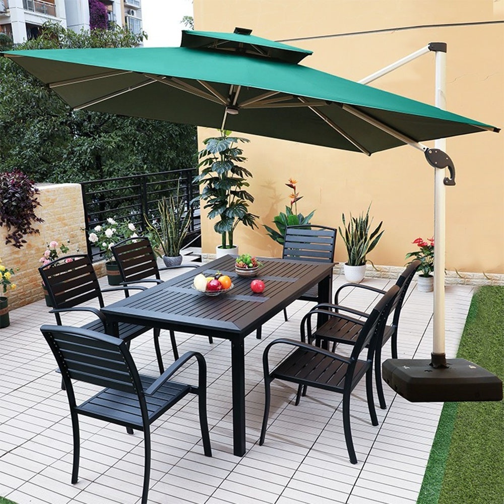 Modern Garden Waterproof Table 6 Chairs Outdoor Terrace Furniture Patio Stackable Cast Aluminum Dining Set