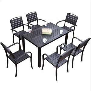 Modern Garden Waterproof Table 6 Chairs Outdoor Terrace Furniture Patio Stackable Cast Aluminum Dining Set