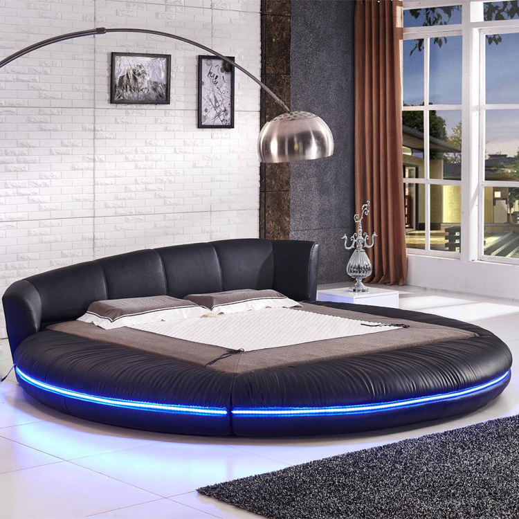 New Bed Room Furniture Design Luxury Wood Round Camas  King Size Bed