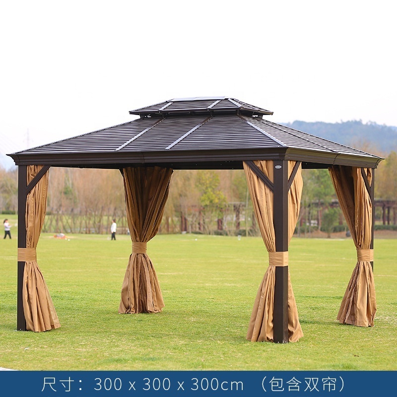 Luxury Aluminium Hardtop Gazebo High Quality pergola Outdoor pavilion Gazebos Garden Double  Roof Pavilion