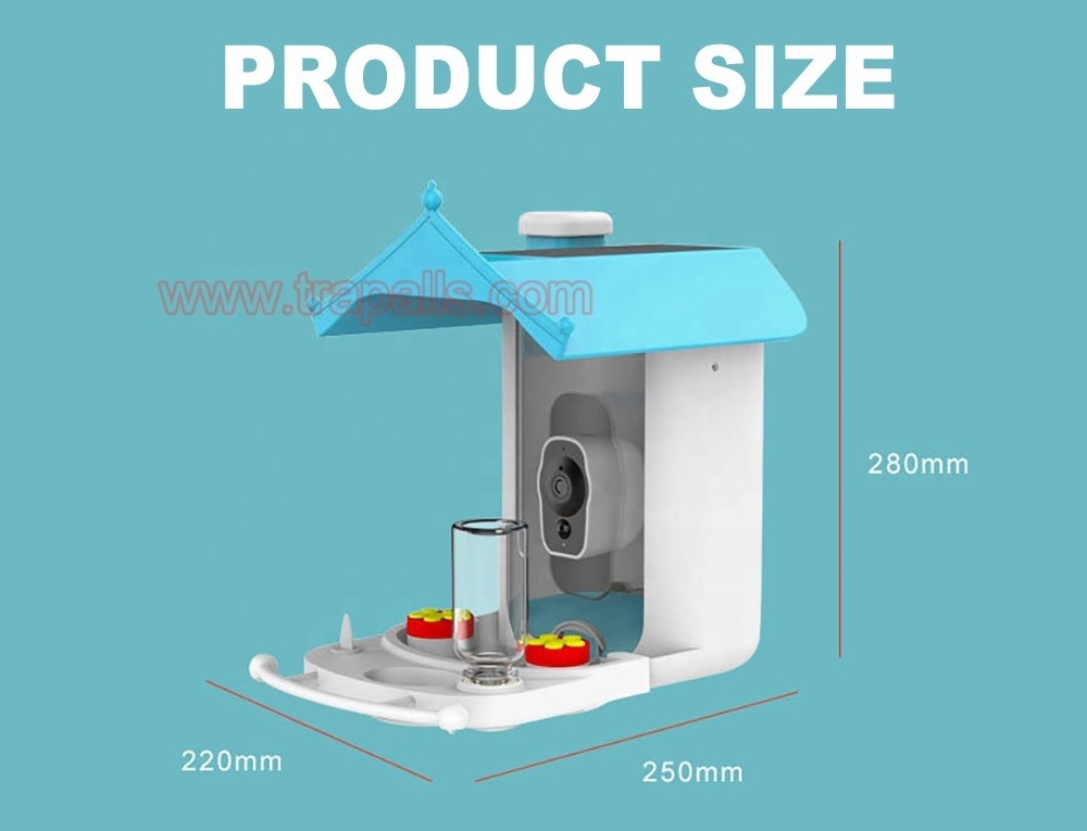 Intelligent Outdoor Solar Energy Bird Watching House with Camera Shaped Bird Feeder