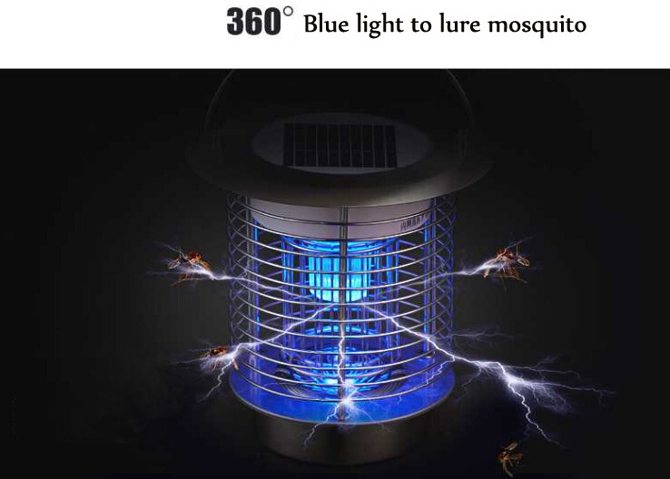 Indoor Outdoor  Gardden Protector Rechargeable Solar UV LED Electric Insect Mosquito Killer Lamp Bug Zapper