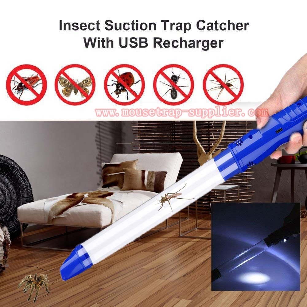 USB Rechargeable Insect Bug Bedbug Spider Vacuum Catcher with LED Light