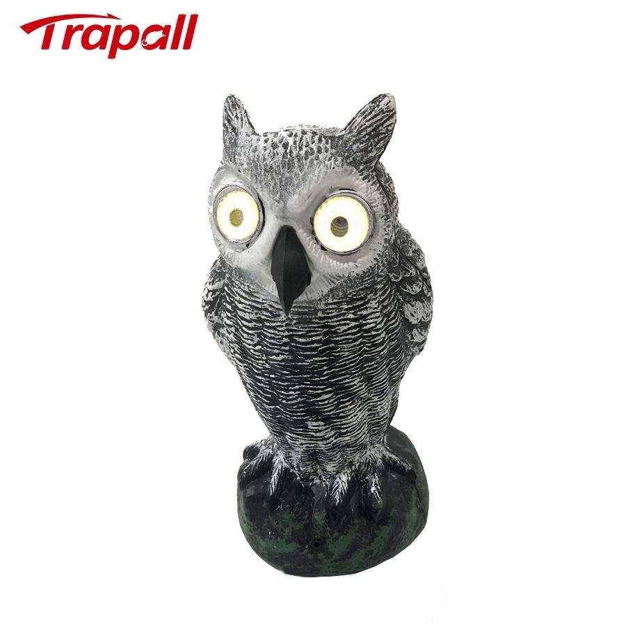 Garden Farm Electronic Owl Shaped Bird Deterrent Flashing Sound Scarecrow