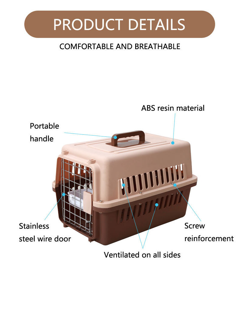 wholesale airline transport tray plastic cat box Luxury large kennel on wheel Black pet travel carrier cage Tall heavy dog crate