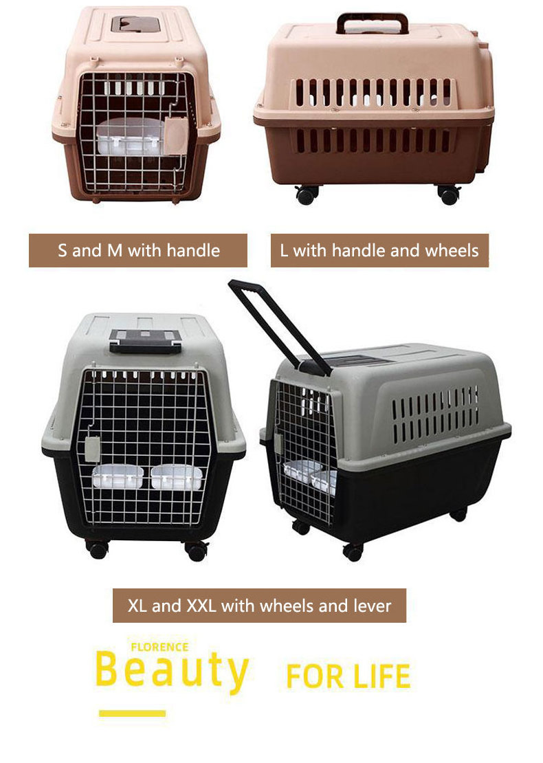 wholesale airline transport tray plastic cat box Luxury large kennel on wheel Black pet travel carrier cage Tall heavy dog crate