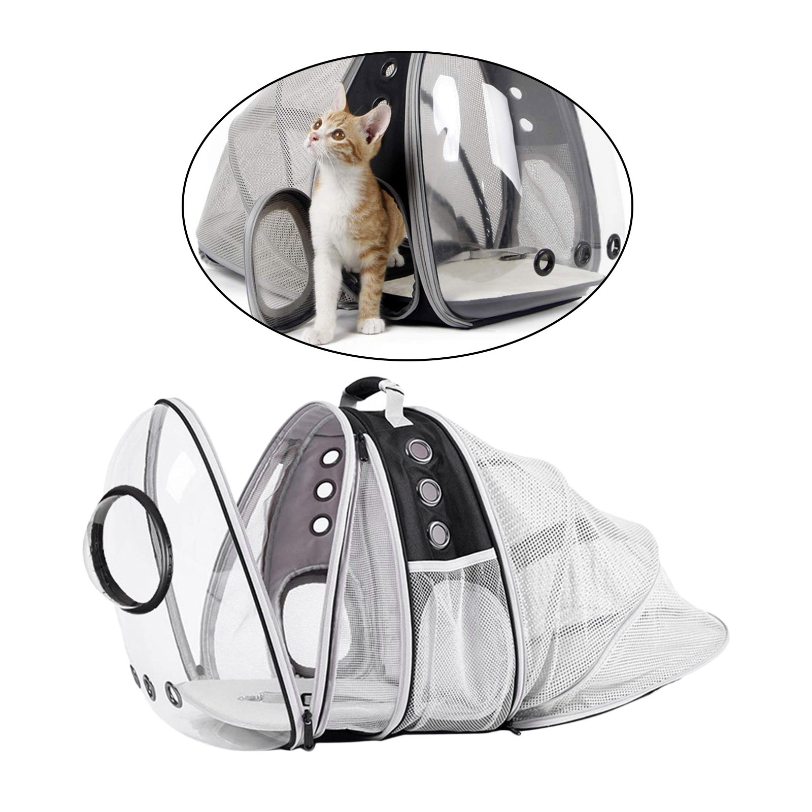 Expandable Cat Backpack Large Capacity Space Capsule Pet Bag With Transparent Cover Airline Approved Pet Carriers