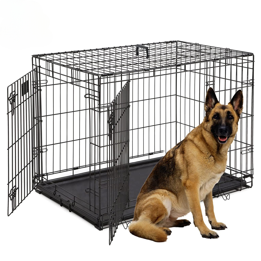 Dog Cage Metal Kennels, Stackable Dog Cages For Large Dog, Wholesale Dog Crate 48'' Foldable Collapsible Metal Large Xxl