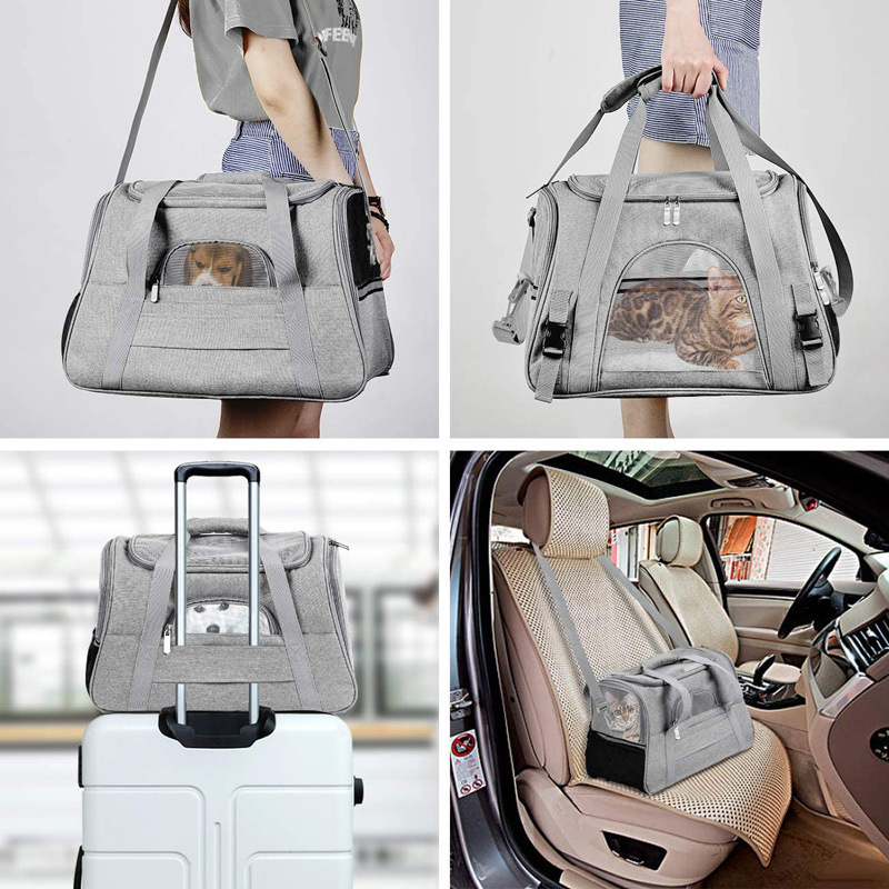 Hot Selling Foldable Soft Sided Mesh Carrying Dog Soft-Sided Carriers Puppy Cat Pet Carrier Portable Travel Bag For Outdoor