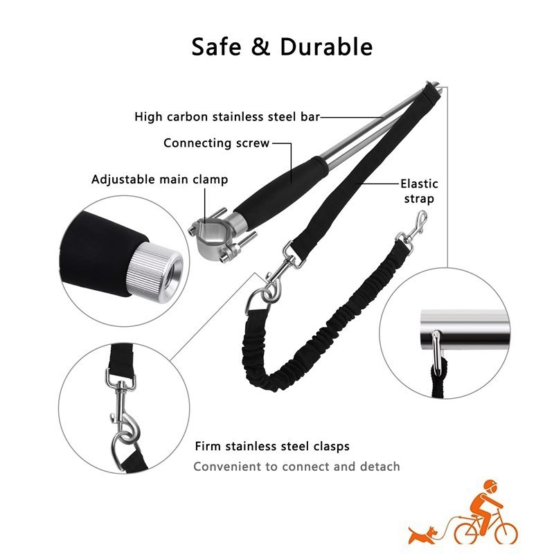 Retractable leash bicycle with spring dog leash suitable for medium and large dogs