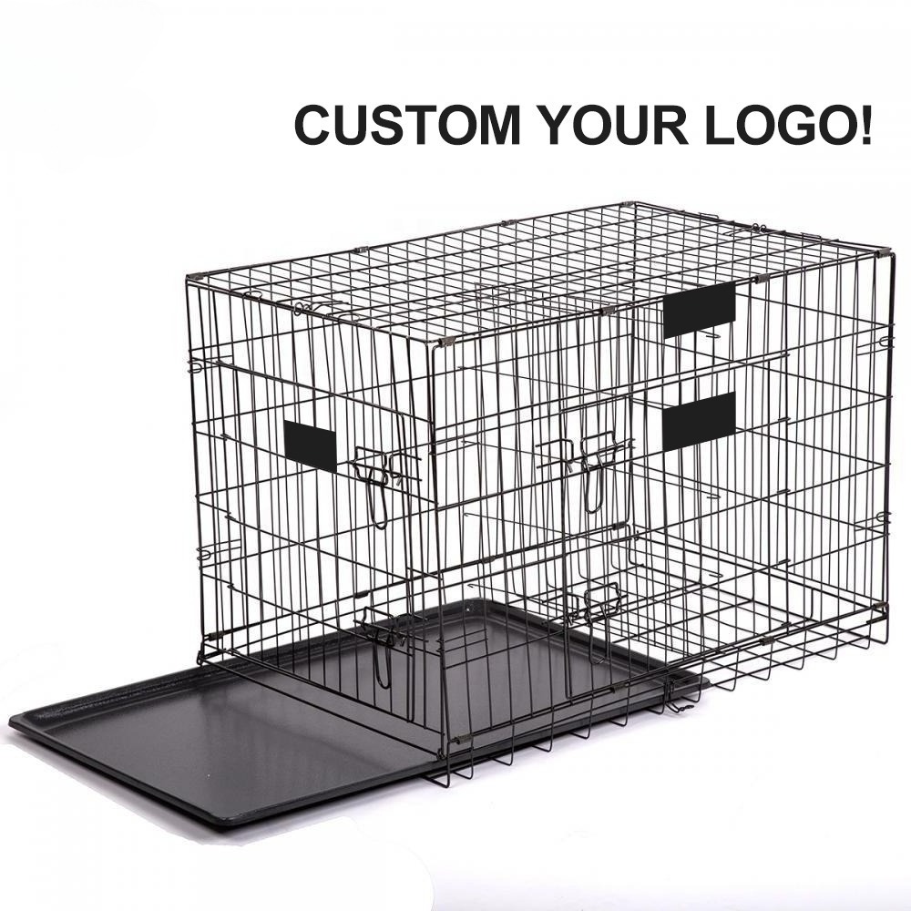 Dog Cage Metal Kennels, Stackable Dog Cages For Large Dog, Wholesale Dog Crate 48'' Foldable Collapsible Metal Large Xxl