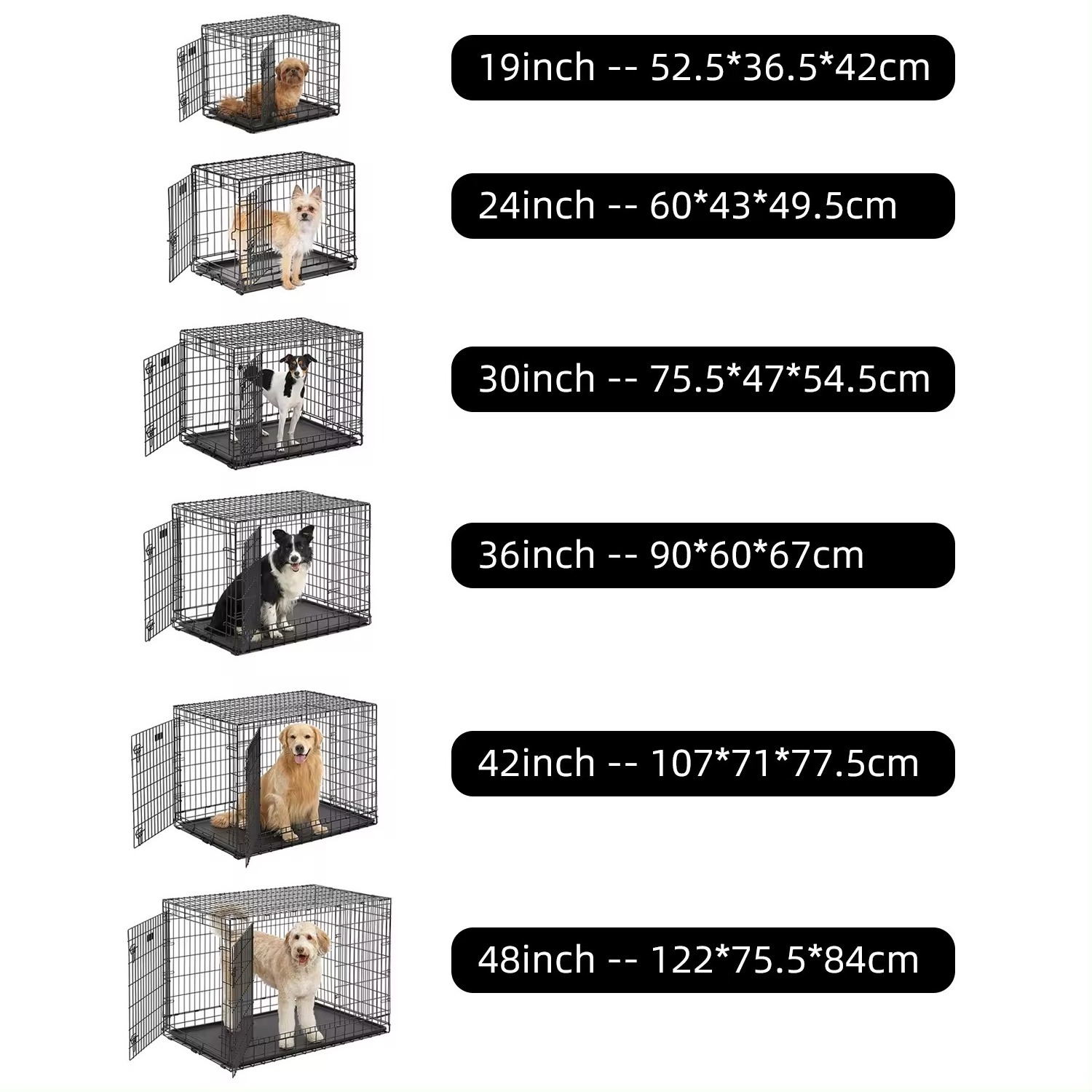 Dog Cage Metal Kennels, Stackable Dog Cages For Large Dog, Wholesale Dog Crate 48'' Foldable Collapsible Metal Large Xxl