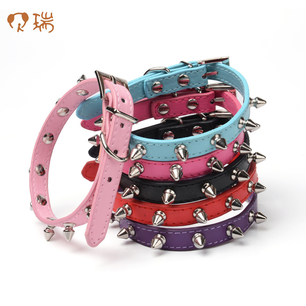 New Design Custom Collars Adjustable Cool Spiked Rivet Studded PU For Leather Dog Collar Genuine Eco-Friendly