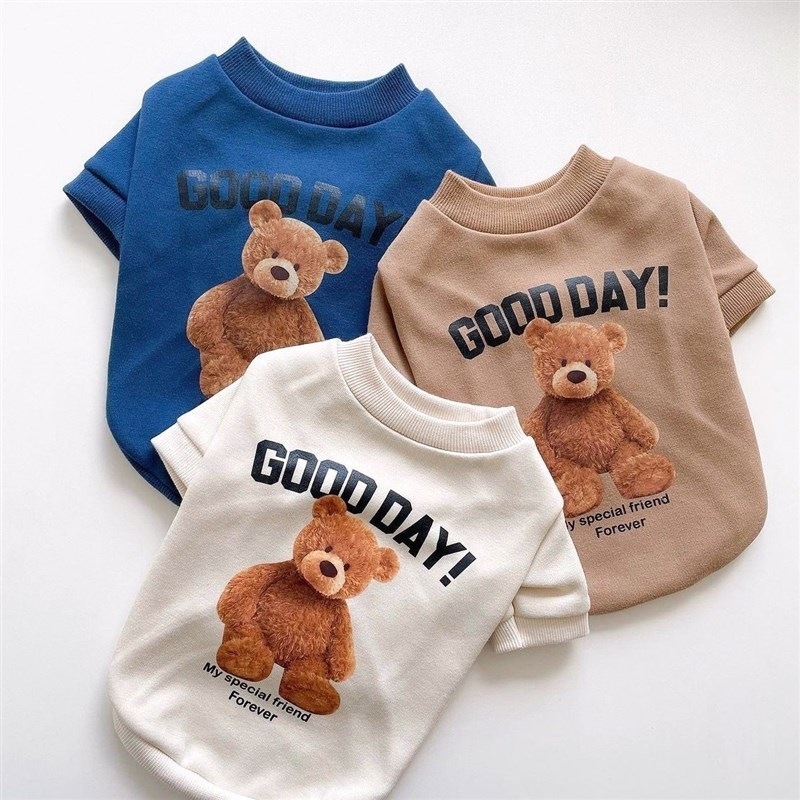 Pet Clothes Dog Clothing New Puppy Clothes Hoodies Sweater Low Price Winter Clothes Print Fashion Autumn and Winter Blue Stocked