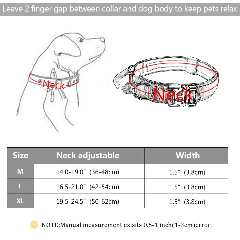 High quality nylon heavy duty metal buckle pet collar for large dog training tactical dog collar