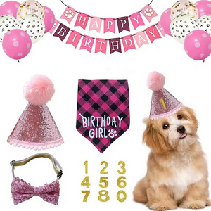 Hot Selling Accessories Decoration For Puppy Birthday Party Supplies Pet Collar Bow Tie Bandana Scarf Customization