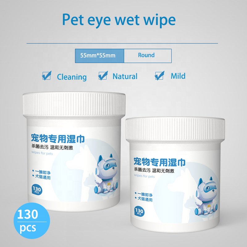 Round 6*6cm Pet Wipes Alcohol Free Ear Eye cleaning Wipes Face Pet Body Wipes OEM