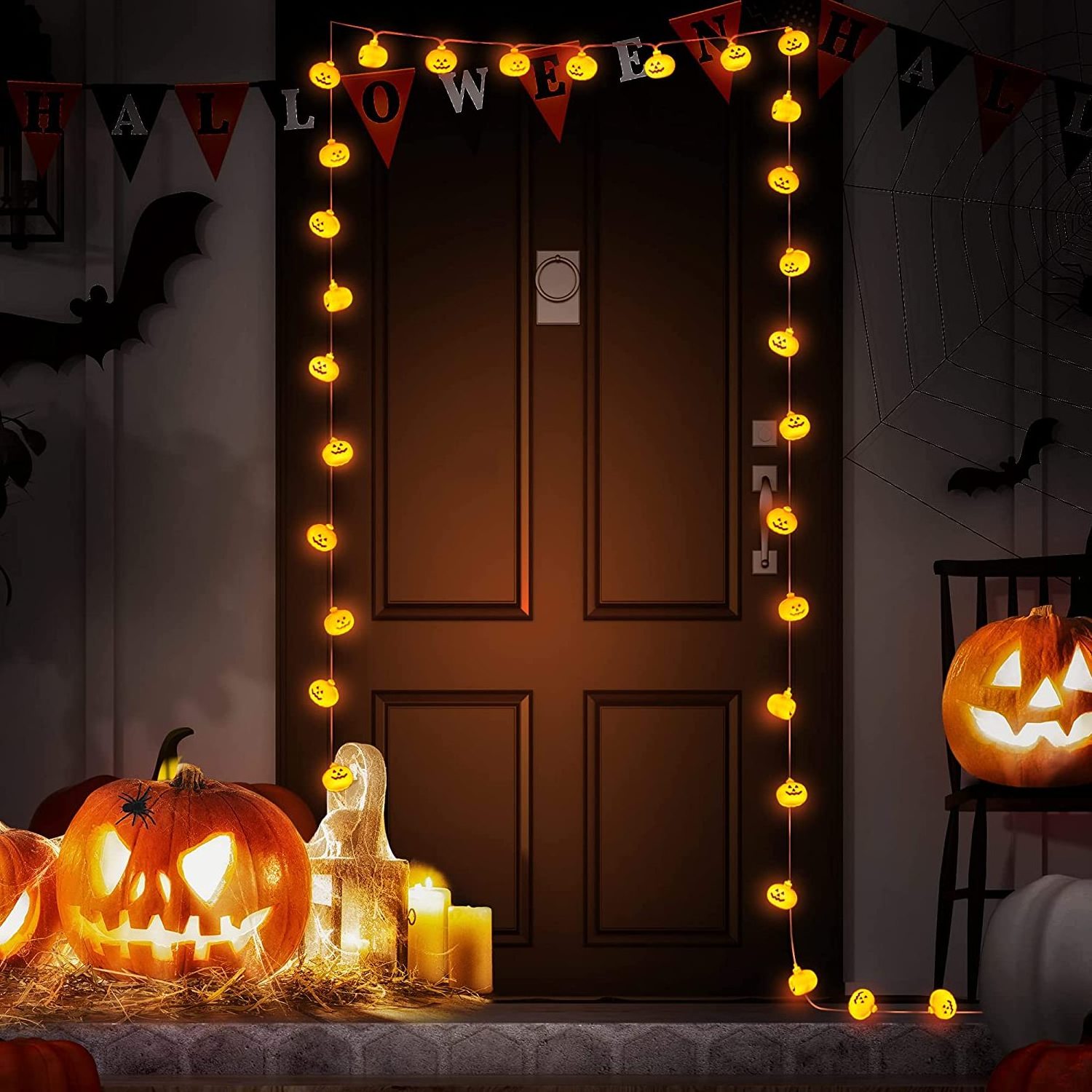 3M 30L Battery Powered Led Night Halloween String Pumpkin Night Light 2 Modes