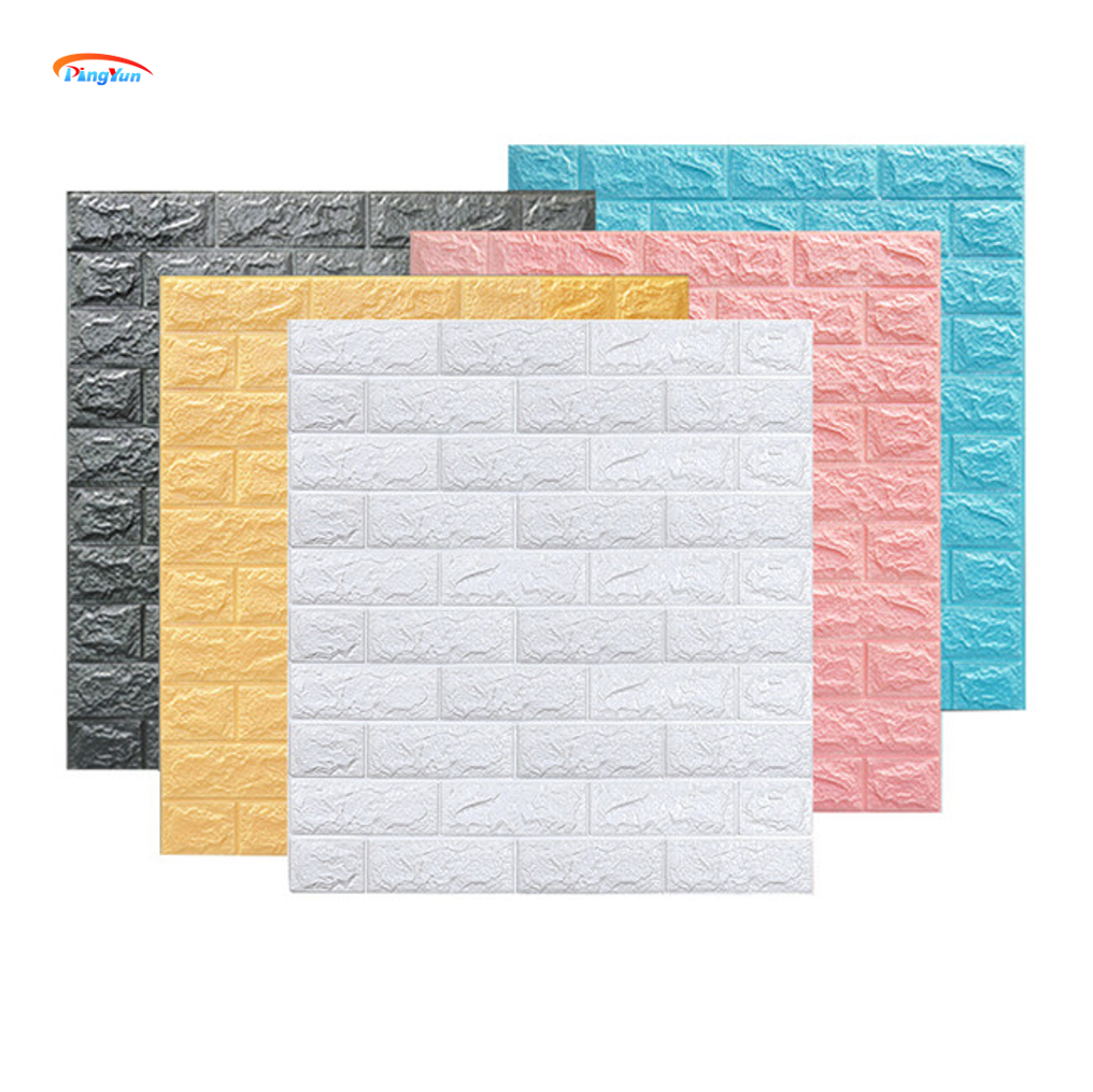 Diy Self Adhesive Brick Wallpaper Foam Sheet 3d Wall Sticker Carton Modern Pe Foam Bathroom Waterproof Wall Sticker