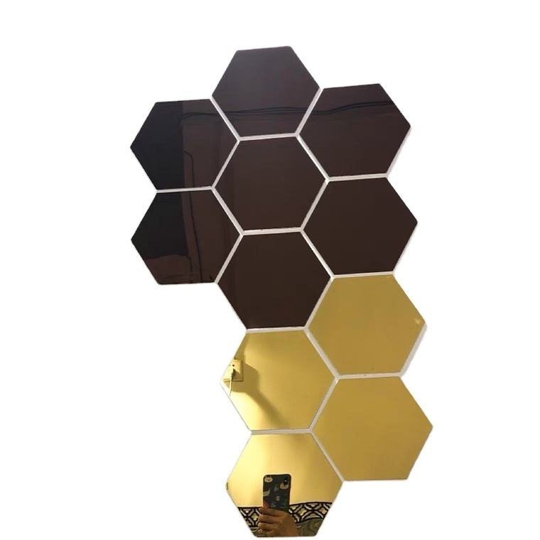 Wholesale Plastic Sheet 3mm Shatterproof Acrylic Three-Dimensional Geometric Decorative Hexagon Mirror