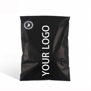 custom printed logo design matt black poly mailers envelope courier express shipping packaging bag for garment