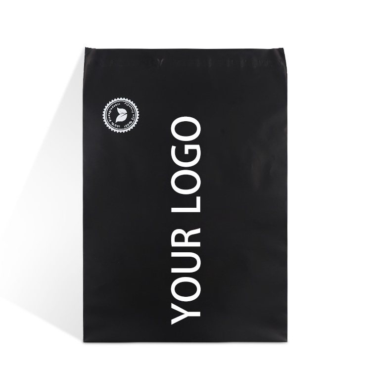 custom printed logo design matt black poly mailers envelope courier express shipping packaging bag for garment