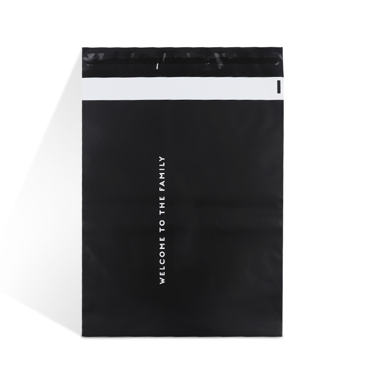 custom printed logo design matt black poly mailers envelope courier express shipping packaging bag for garment