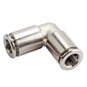 high temperature high pressure MPV8 8mm union elbow copper nickel plated metal pneumatic push in fitting