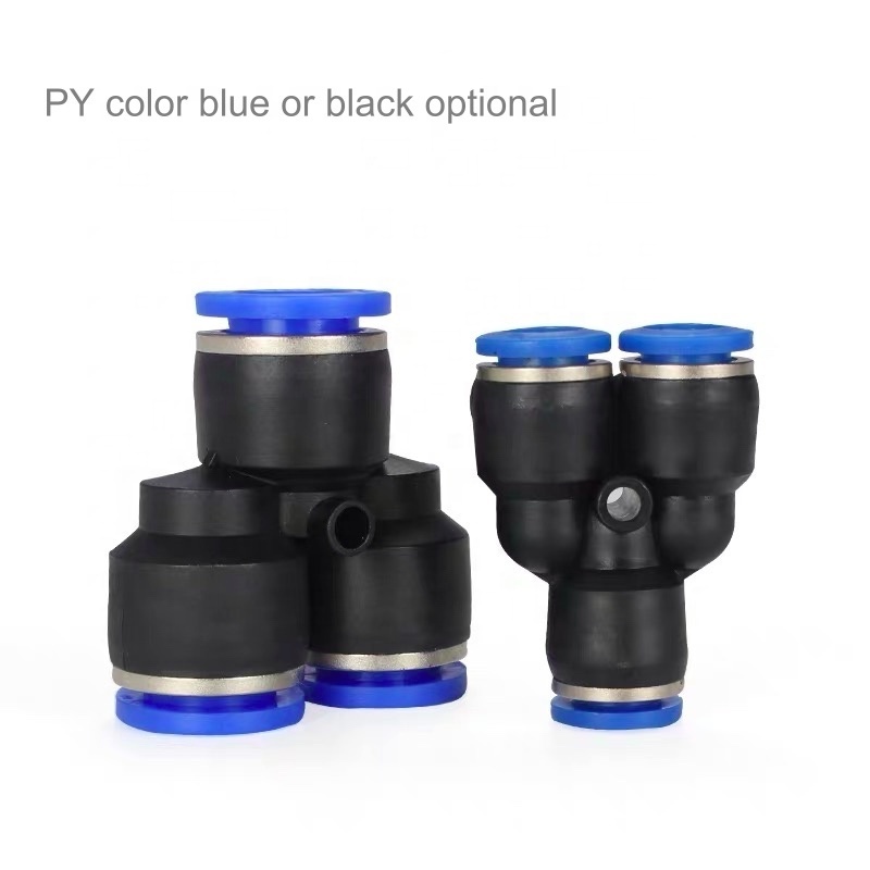 PY metric O.D 6mm 8mm 10mm 12mm 16mm inch size union Y pipe fitting plastic tube hose connector