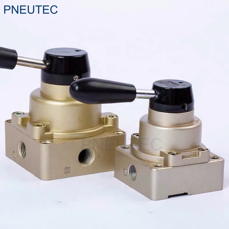 High Quality HV-02 HV-03 HV-04 HV400 Series 4 way 1/4 bsp soft rubber seal aluminum Pneumatic Hand Switching air Valve