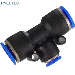 PE04 O.D 4mm 6mm 8mm 10mm 12mm branch union tee three way air hose connector pneumatic hose fitting and couplings