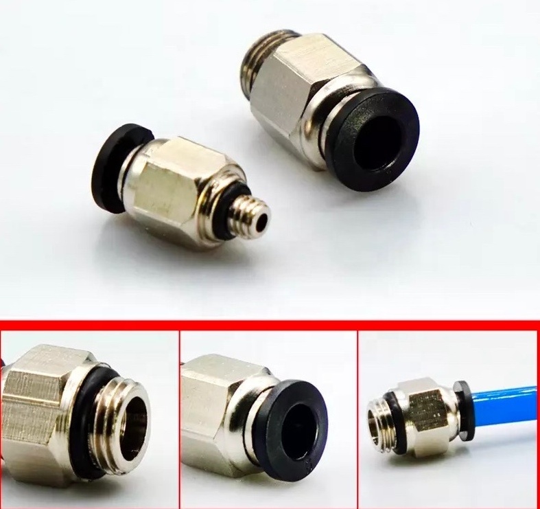 male thread straight PC6-G01 6mm G1/8 brass pneumatic hose fitting for NYLON tubing