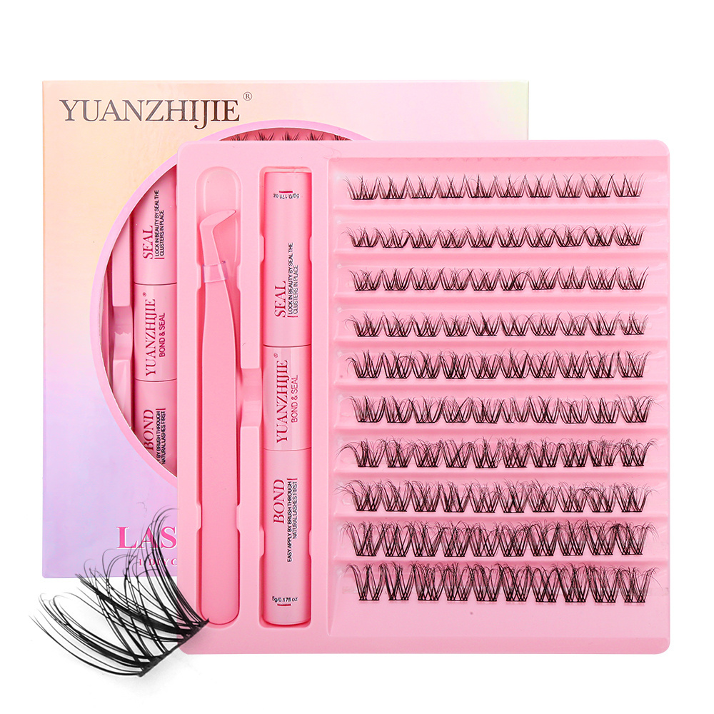 YUANZHIJIE Segmented Individual Eyelash DIY Cluster Lash Extension Kits Long Lasting Lashes Glue Easy to Graft