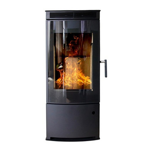 Indoor Black Heating-Equipment Cast Iron Wood Stove Feuerstellen Gas Fireplace Wood Burning Fireplace with 3 Sides Glass View