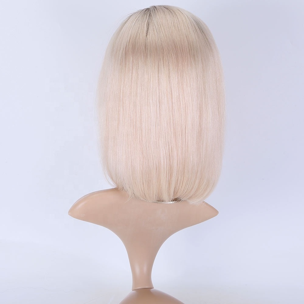 Root blonde color Monofilament Top Wigs Natural looking Wigs Luxury European Human Hair Monofilament wigs