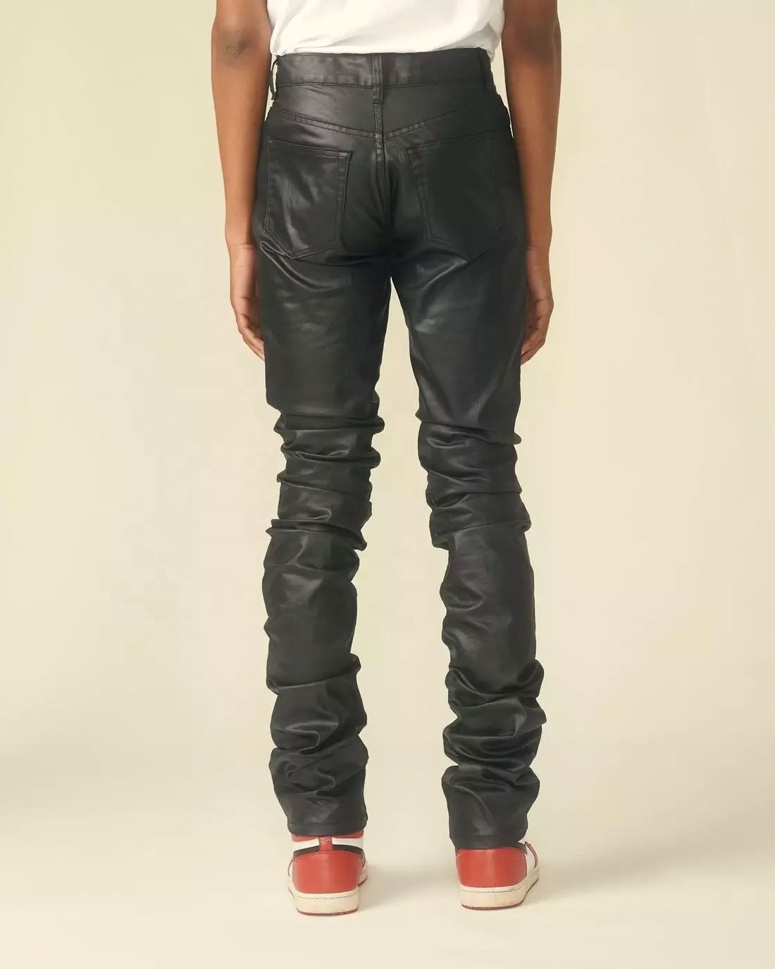 Streetstyle Accept Low MOQ custom stacked wax denim jeans hand wax luxury quality denim jeans for men