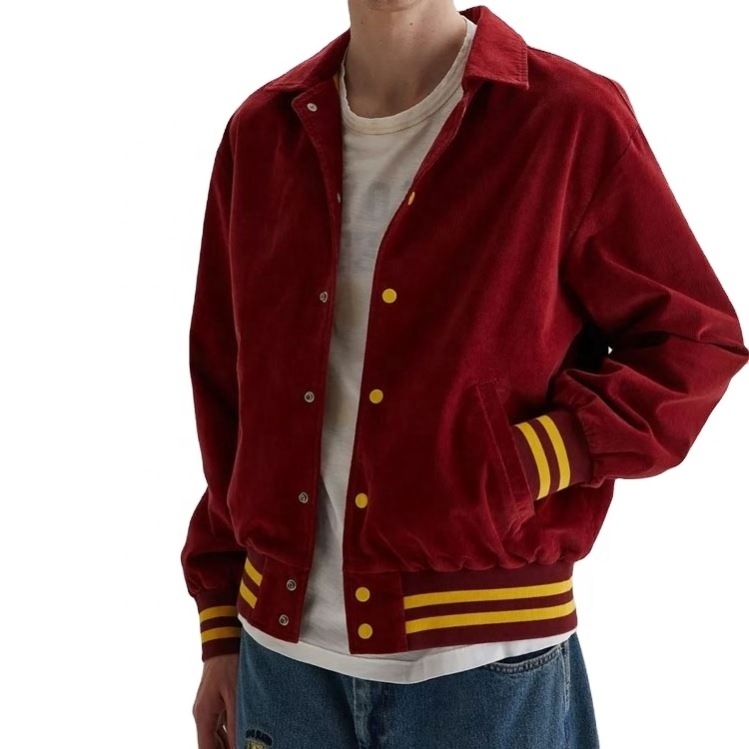 Custom Casual design track Jacket Loose Solid Red Plus Size Windbreaker Corduroy Jackets