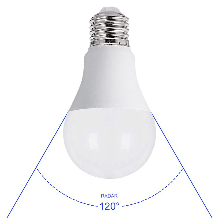 3000K 5000K E26 E27 B22 Raw Material 8 Watt Motion Activated Led Light Radar Sensor Led Bulb