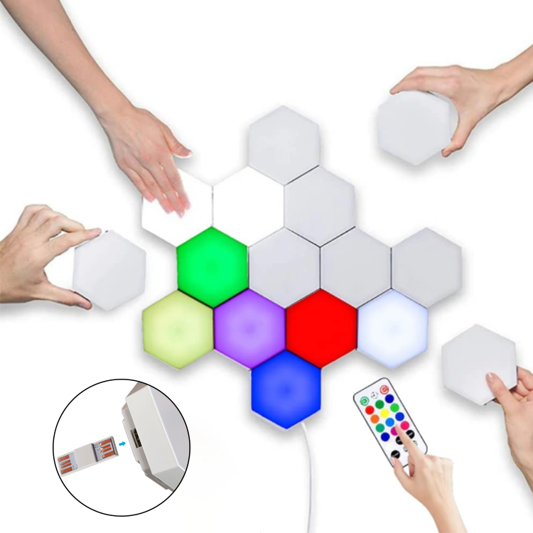 DIY Hexagon Wall lamp Modular Touch RGB LED Night Light for Living Room Hexagon Wall Lights