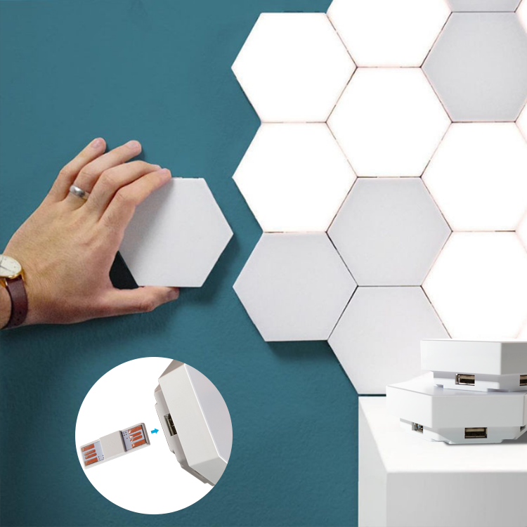 Suppliers Wholesale DIY Hexagon Led Modular Honeycomb Wall Light Hexagon Ceiling, Touch Sensor Magnetic Led Hexagonal Light