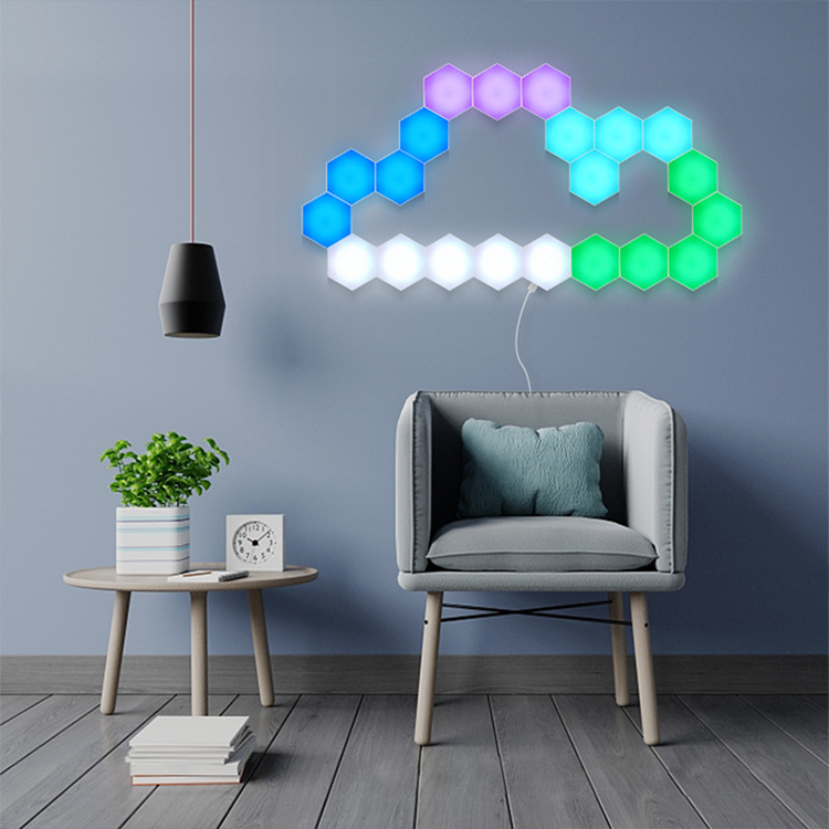 Luxury DIY 6Pack RGB Wall Lights Indoor Modern Home Touch Sensor Honeycomb Geometric Panels Hexagonal LED Light Wall Lamp