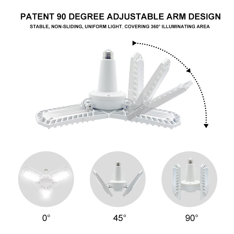 6000LM 60w led garage light with 3 adjustable panels Warehouse Workshop ufo led high bay light fixtures for garage