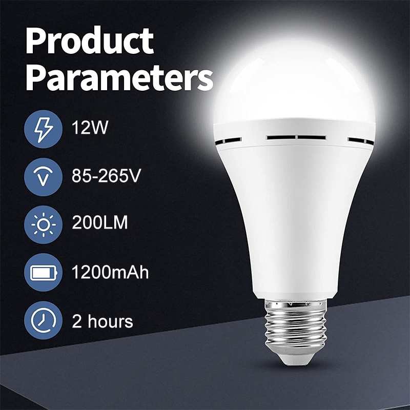 Plastic 7W E27 B22 Two Battery Powered Rechargeable Led Emergency Bulb Energy Saving Indoor Lighting