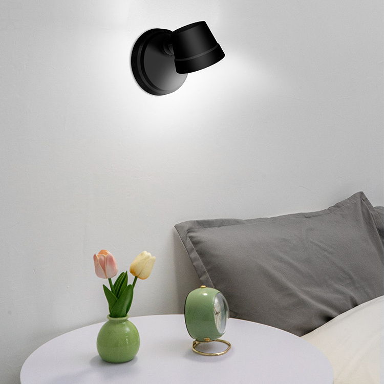 Black Magnetic Ball Up And Down Wall Light 5W USB Rechargeable Touch Switch Led Wall Sconces 3 Color Temperature Reading Light