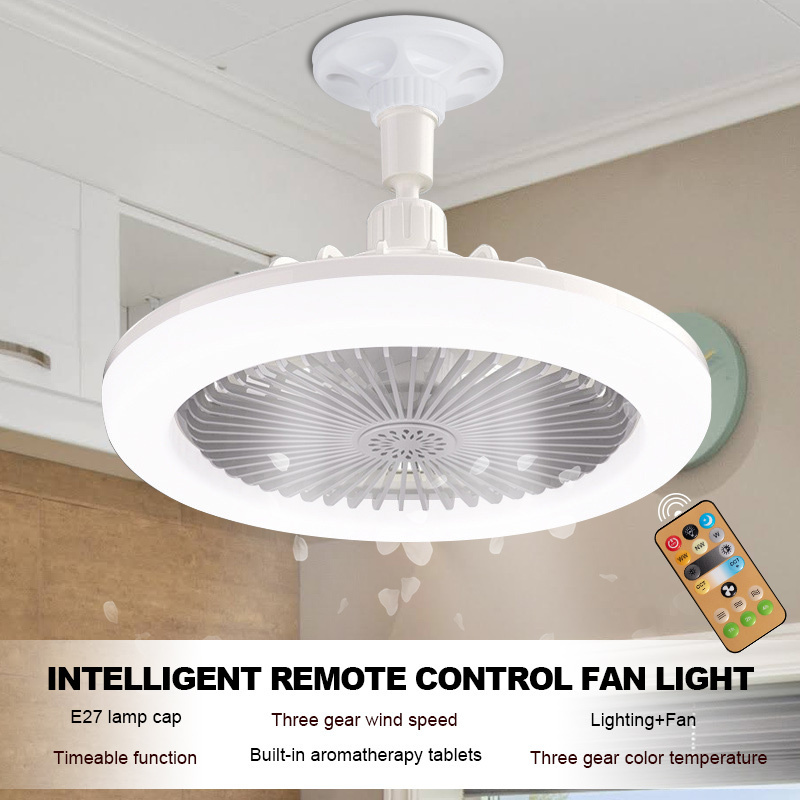 Modern Simple Round Small LED Lamp Quite Wind Ceiling Fan with Light for Bedroom Ceiling Fans with LED Lights Remote Control