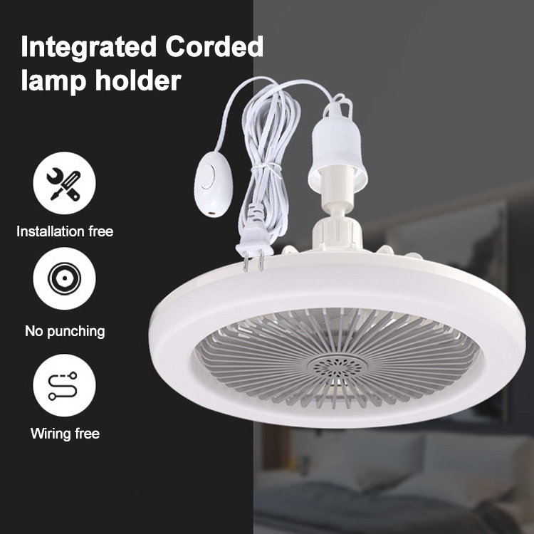 Modern Simple Round Small LED Lamp Quite Wind Ceiling Fan with Light for Bedroom Ceiling Fans with LED Lights Remote Control