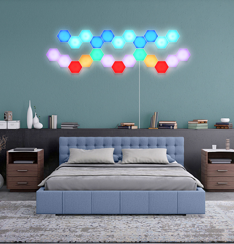 Decorative RGB Touch Sensitive Night Lamp Creative Home Magnetic DIY Quantum Honeycomb Wall Light Modular Hexagon LED Light